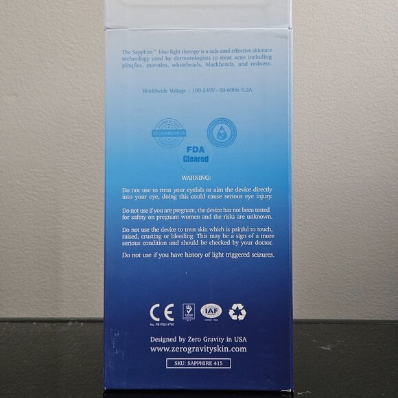 ZERO GRAVITY SAPPHIRE- ACNE THERAPY- BRAND NEW SEALED - Picture 2 of 4